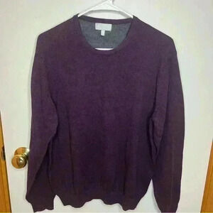 Hickey Freeman Sweater Men Medium Plum Purple Long Sleeve Cotton Cashmere Blend